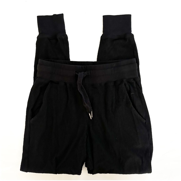 Zyia Jogger Pants Small Black Soft Ribbed Full Length Drawstring Pockets - Picture 6 of 11